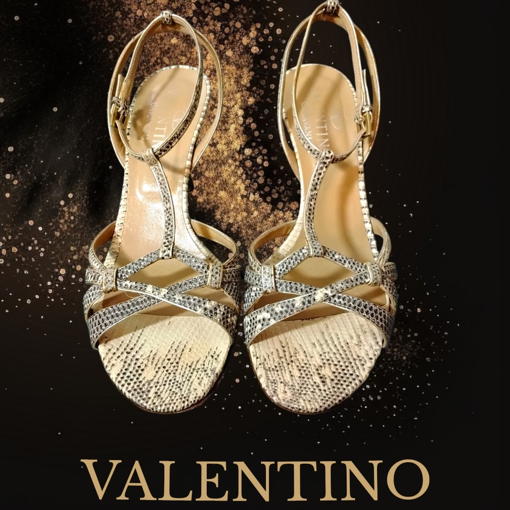 Valentino Garavani Exotic Leather 3½" Strappy High Heel Sandals